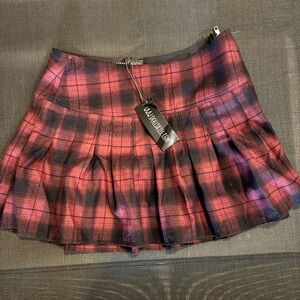 Dolls Kill Red and Black Plaid Mini Skirt